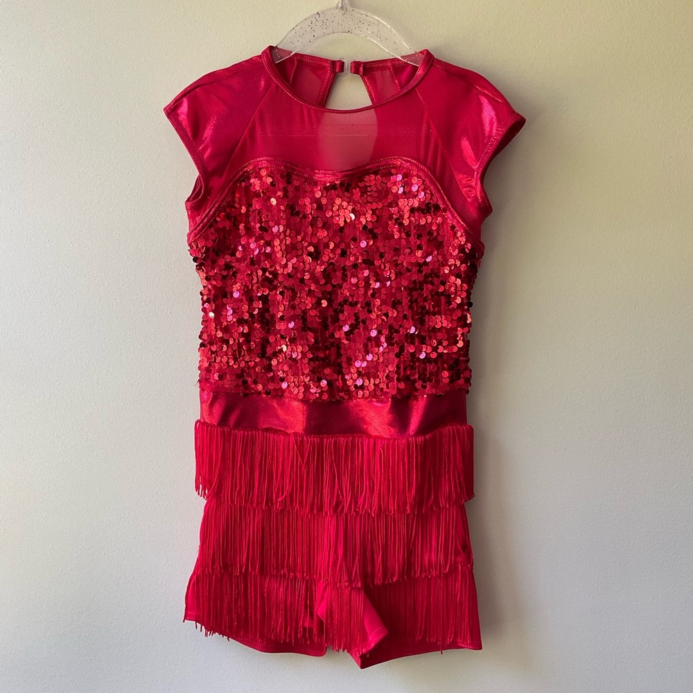 Weissman Red Ultra Sparkle Sequins Biketard